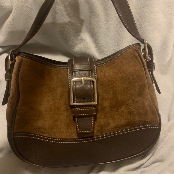 Coach Handbags - Coach Hampton brown leather and suede baguette bag